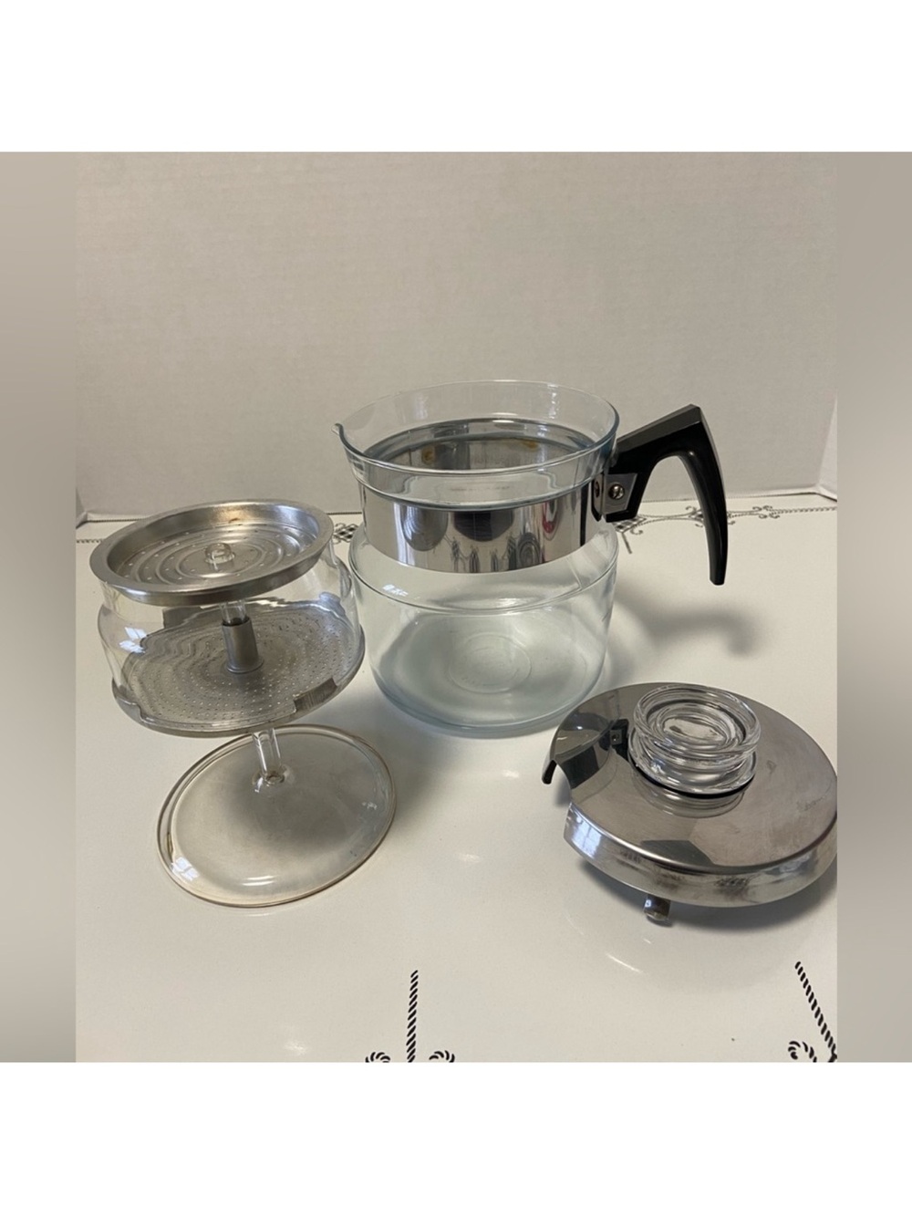 Glass and Silver Tea or coffee percolator for stovetop